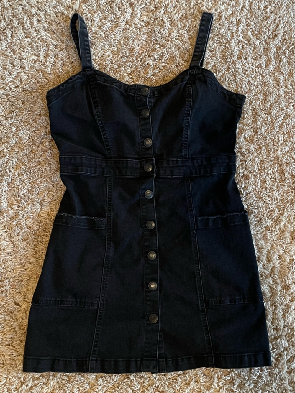 Aeropostale Black Button-Front Denim Mini Dress Size L